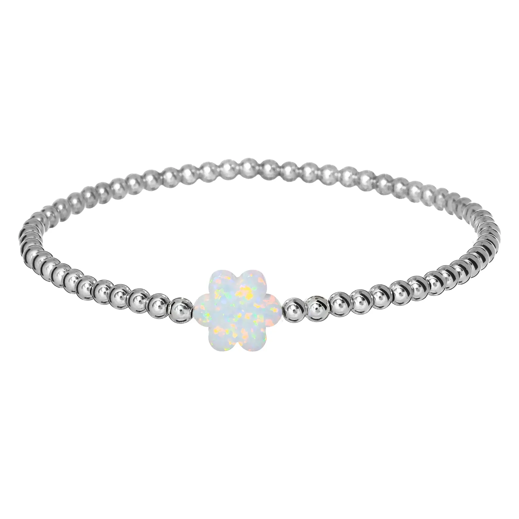 FLOWER | Opal Charm and 14K Gold Filled Beads Bracelet