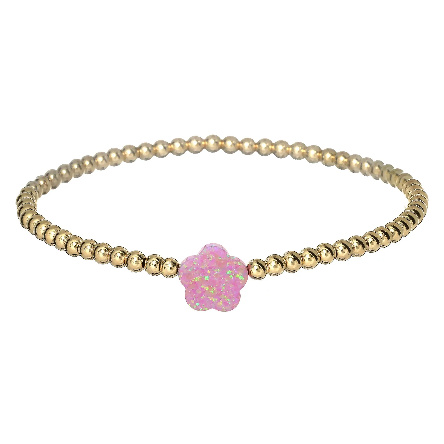 FLOWER | Opal Charm and 14K Gold Filled Beads Bracelet