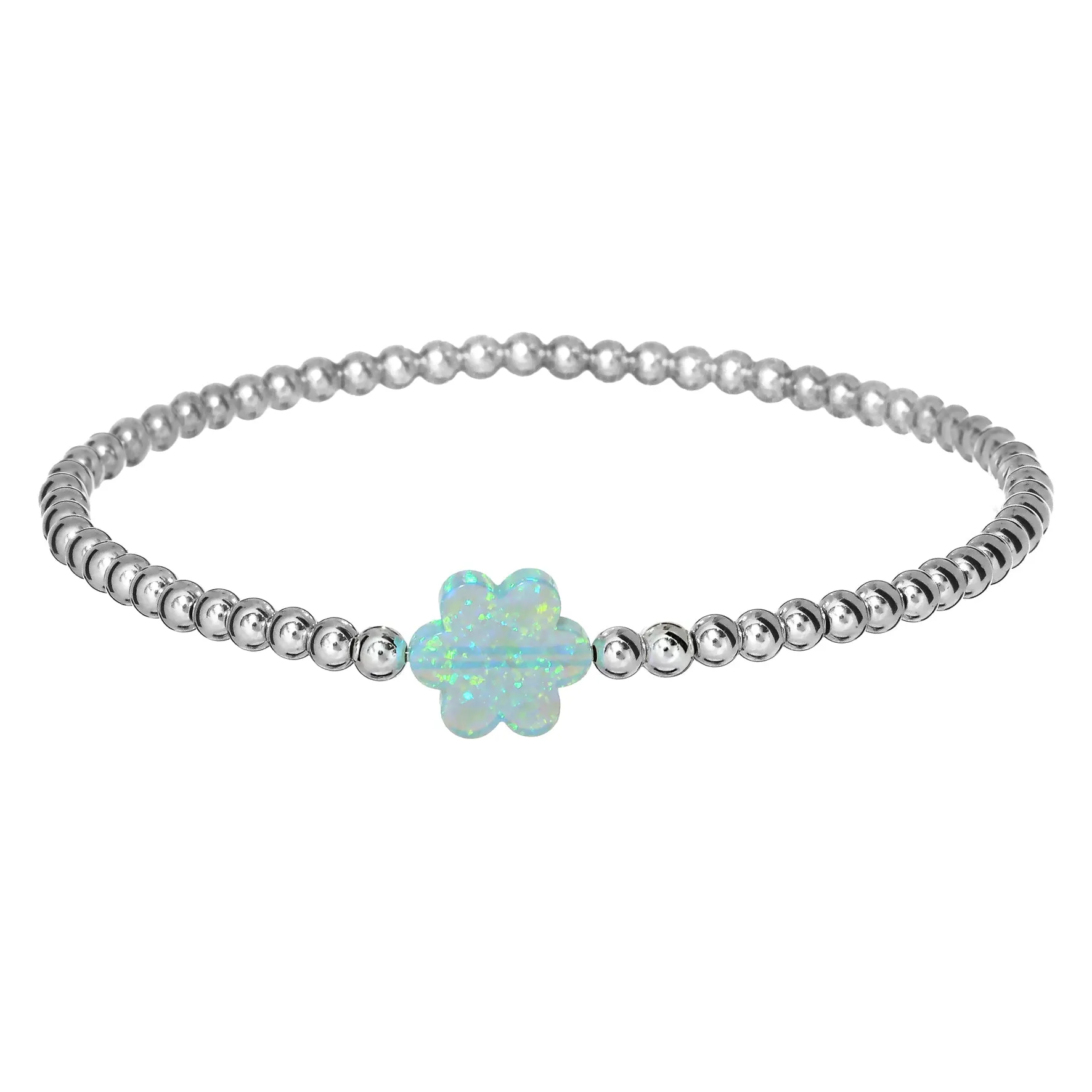 FLOWER | Opal Charm and 14K Gold Filled Beads Bracelet