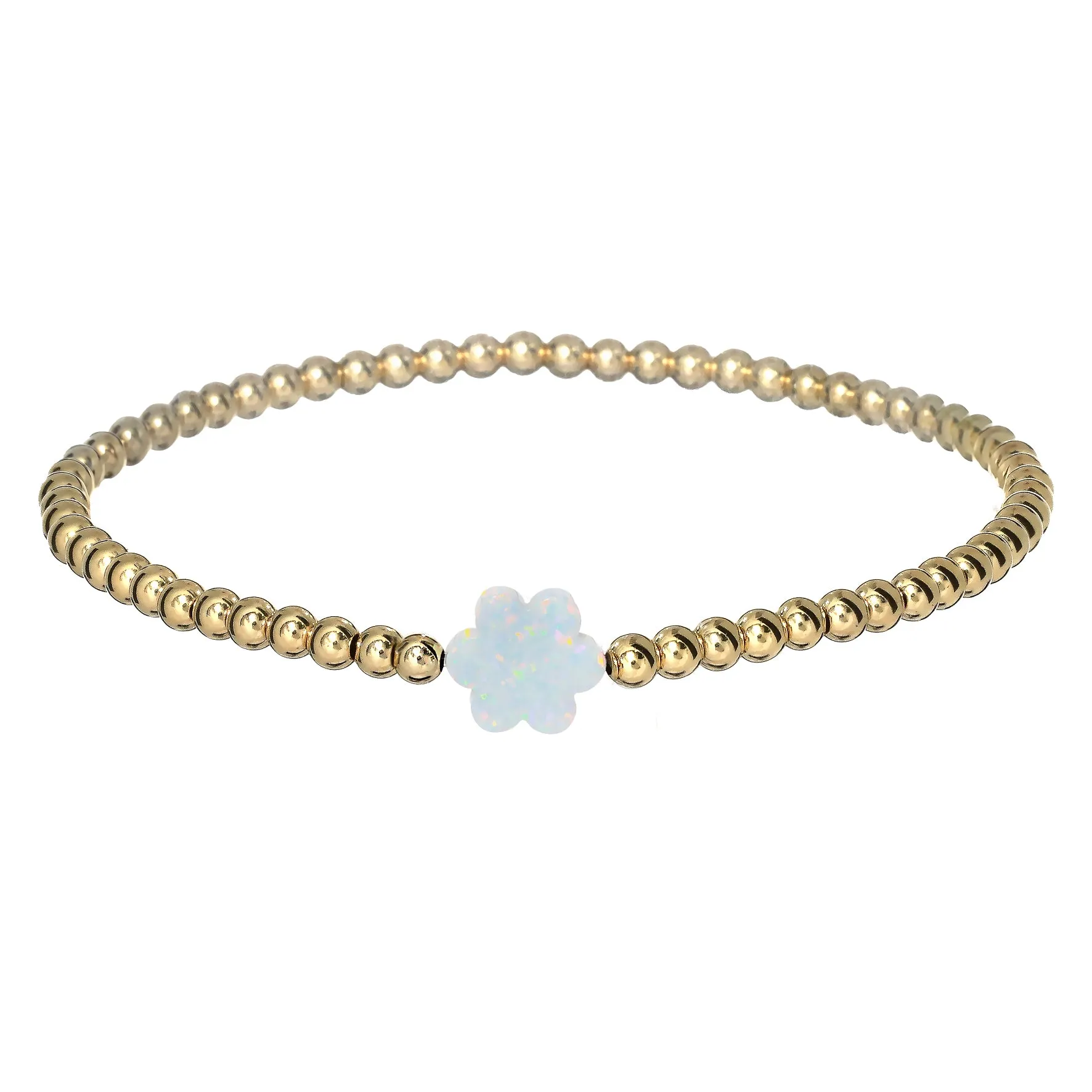 FLOWER | Opal Charm and 14K Gold Filled Beads Bracelet