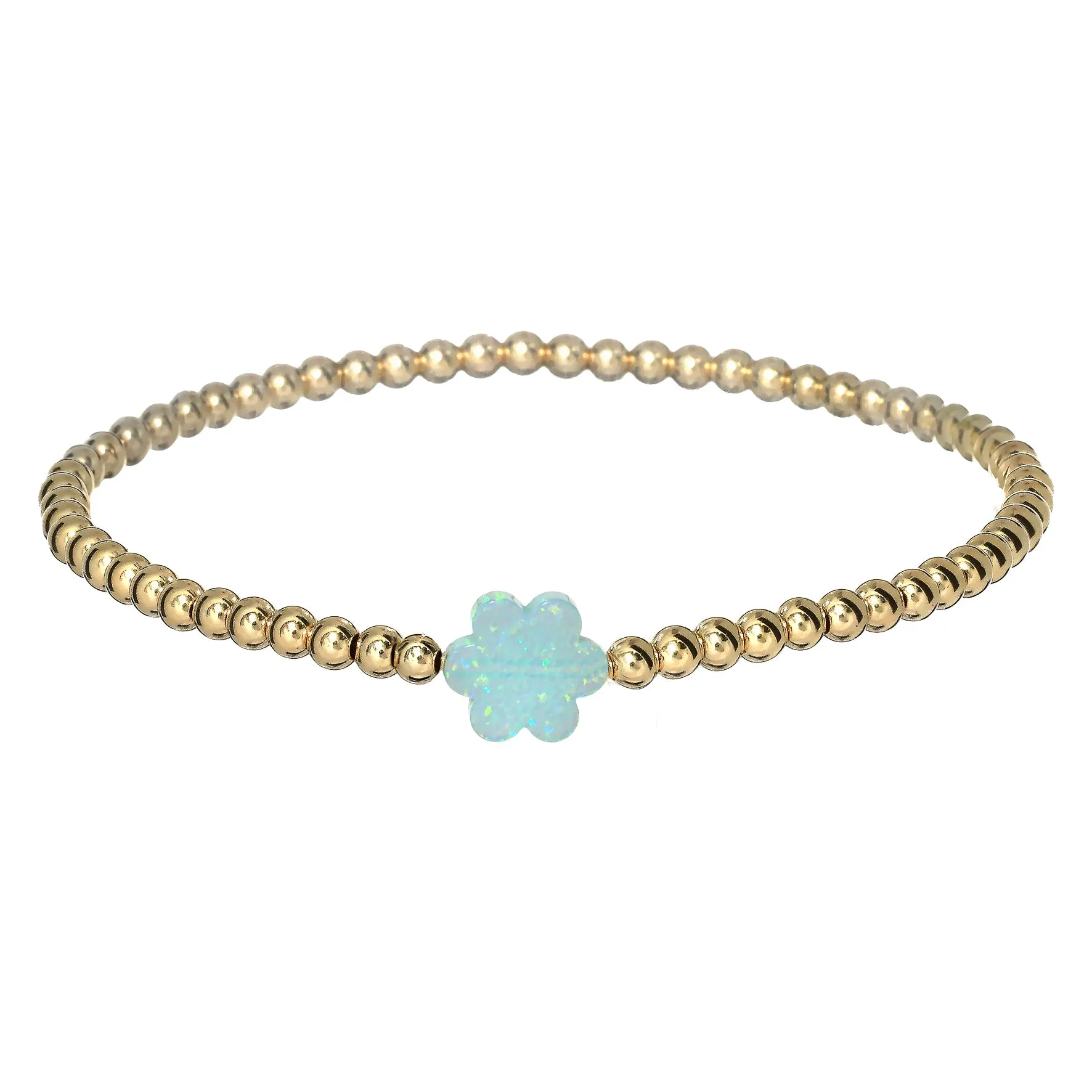 FLOWER | Opal Charm and 14K Gold Filled Beads Bracelet