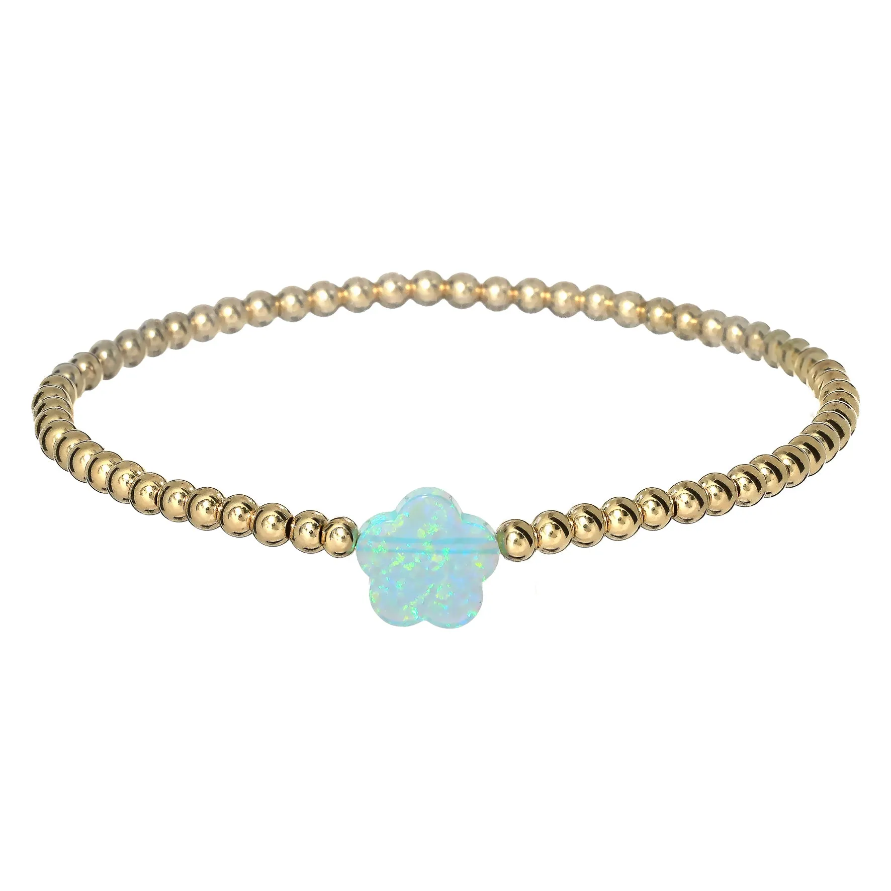 FLOWER | Opal Charm and 14K Gold Filled Beads Bracelet