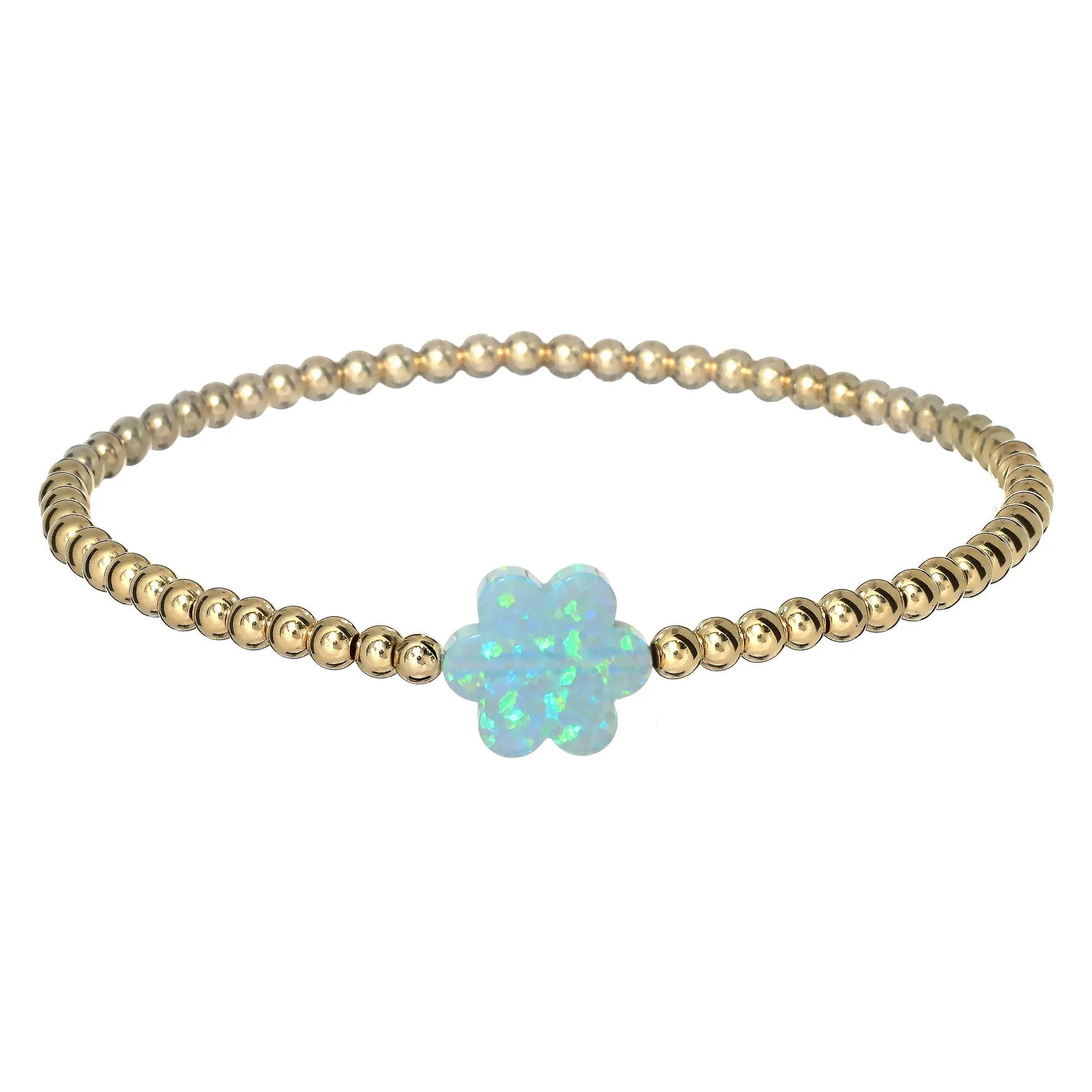 FLOWER | Opal Charm and 14K Gold Filled Beads Bracelet