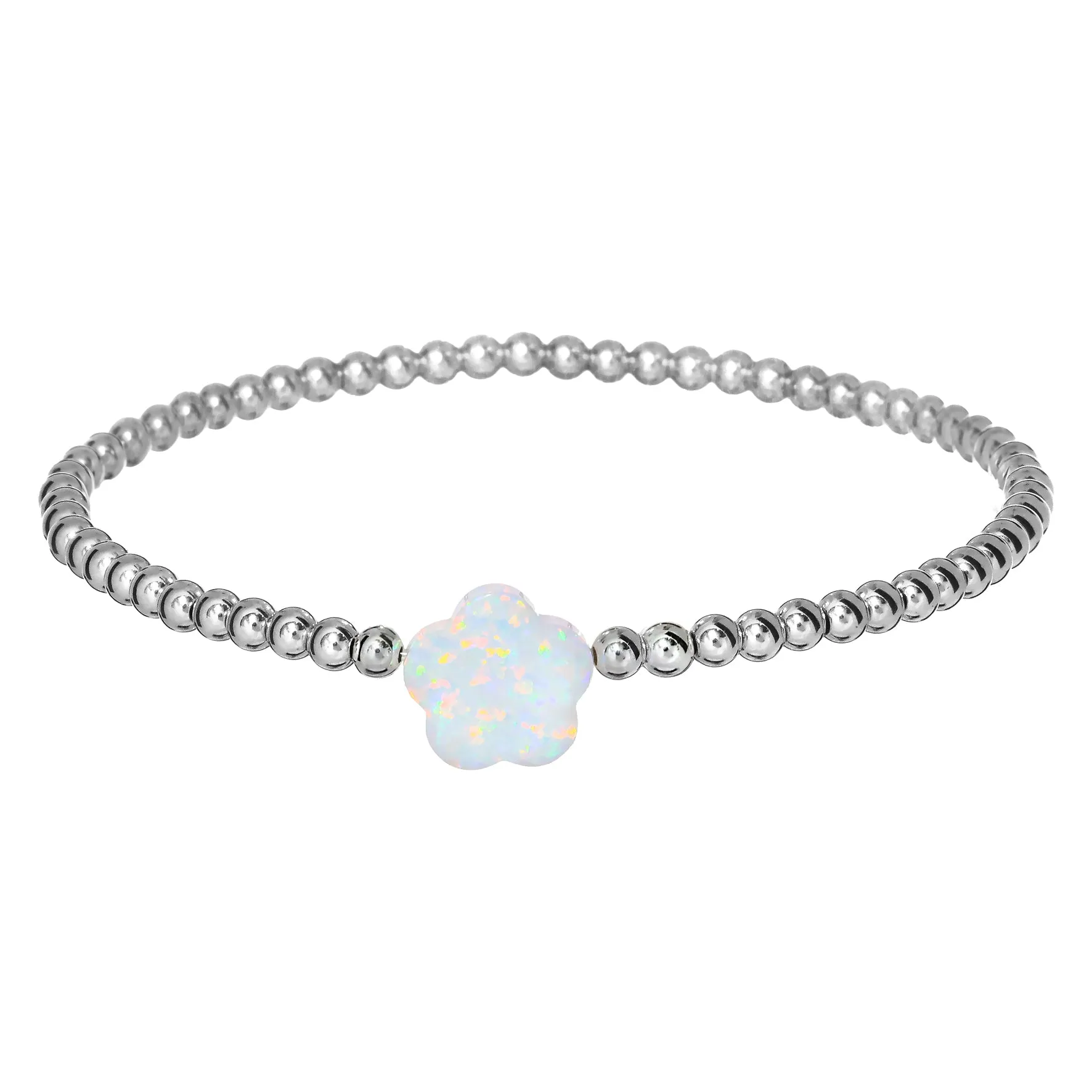 FLOWER | Opal Charm and 14K Gold Filled Beads Bracelet