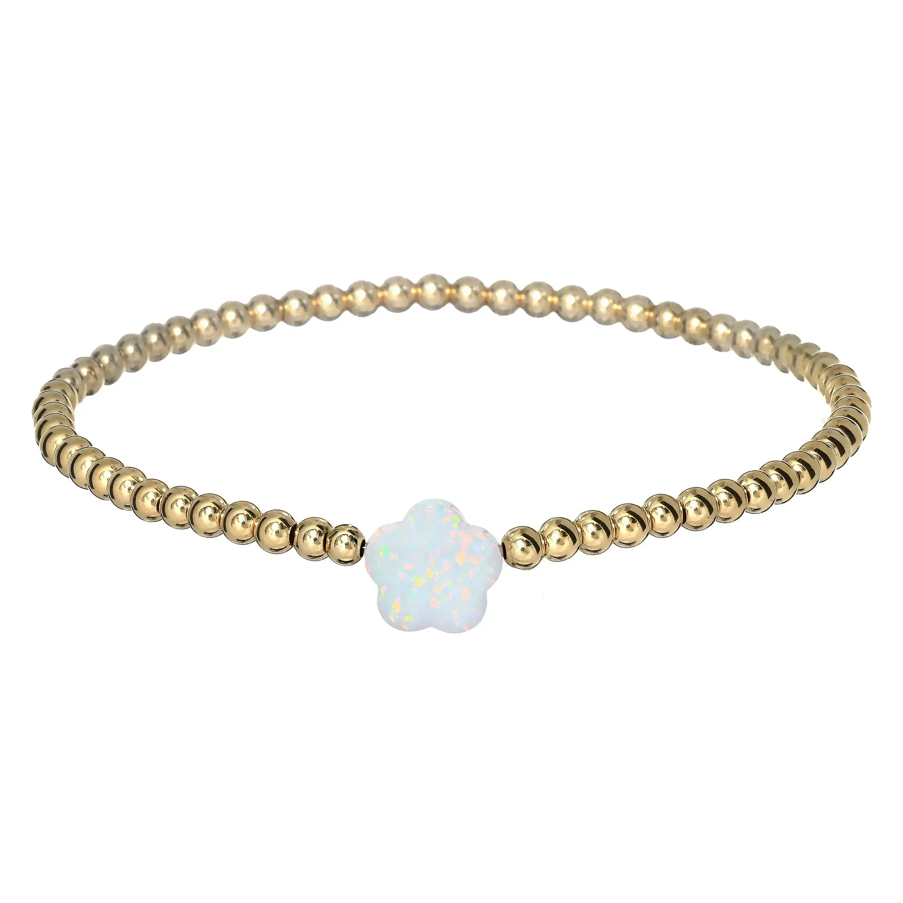 FLOWER | Opal Charm and 14K Gold Filled Beads Bracelet