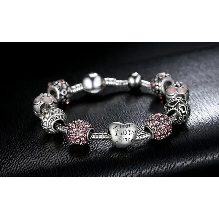 Flower Silver Plated Necklace with Zinc Alloy and Crystal Accents