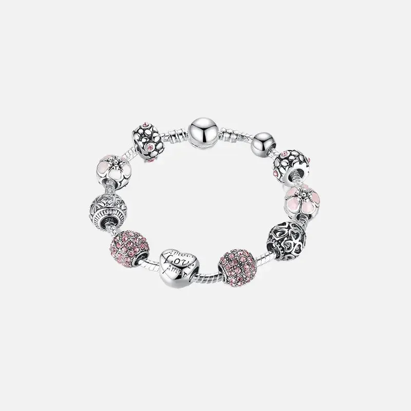 Flower Silver Plated Necklace with Zinc Alloy and Crystal Accents