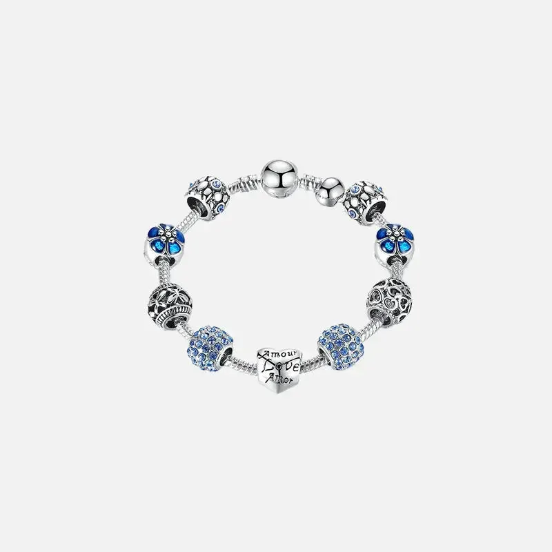 Flower Silver Plated Necklace with Zinc Alloy and Crystal Accents
