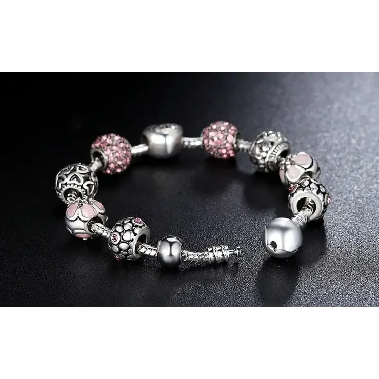Flower Silver Plated Necklace with Zinc Alloy and Crystal Accents