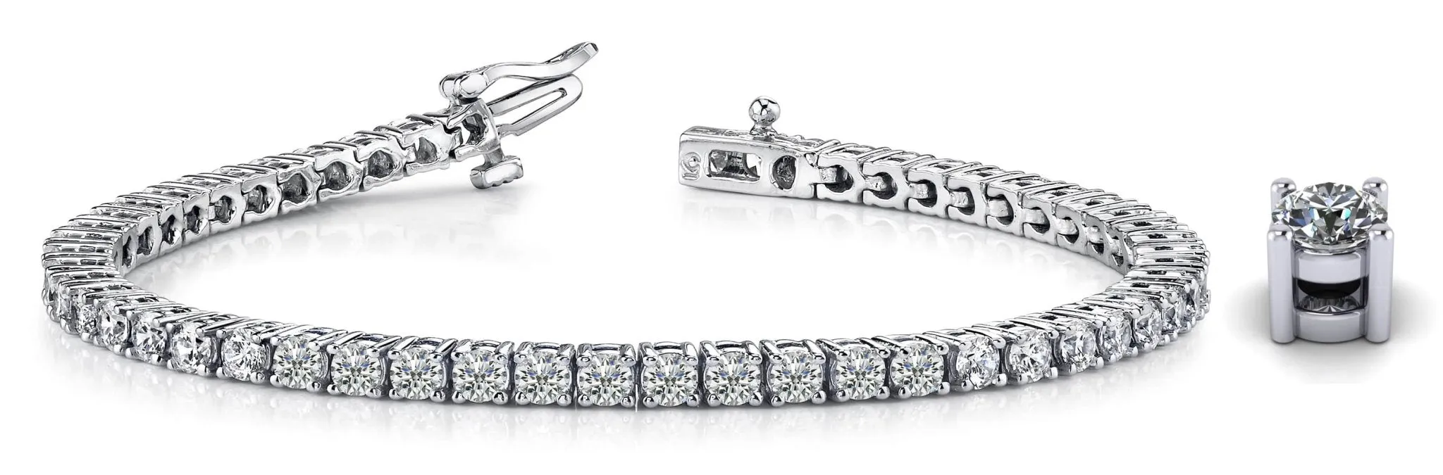 Four Prong Classic Lab-Grown Diamond Tennis Bracelet with 9.02 ct.(finished) 3.9mm