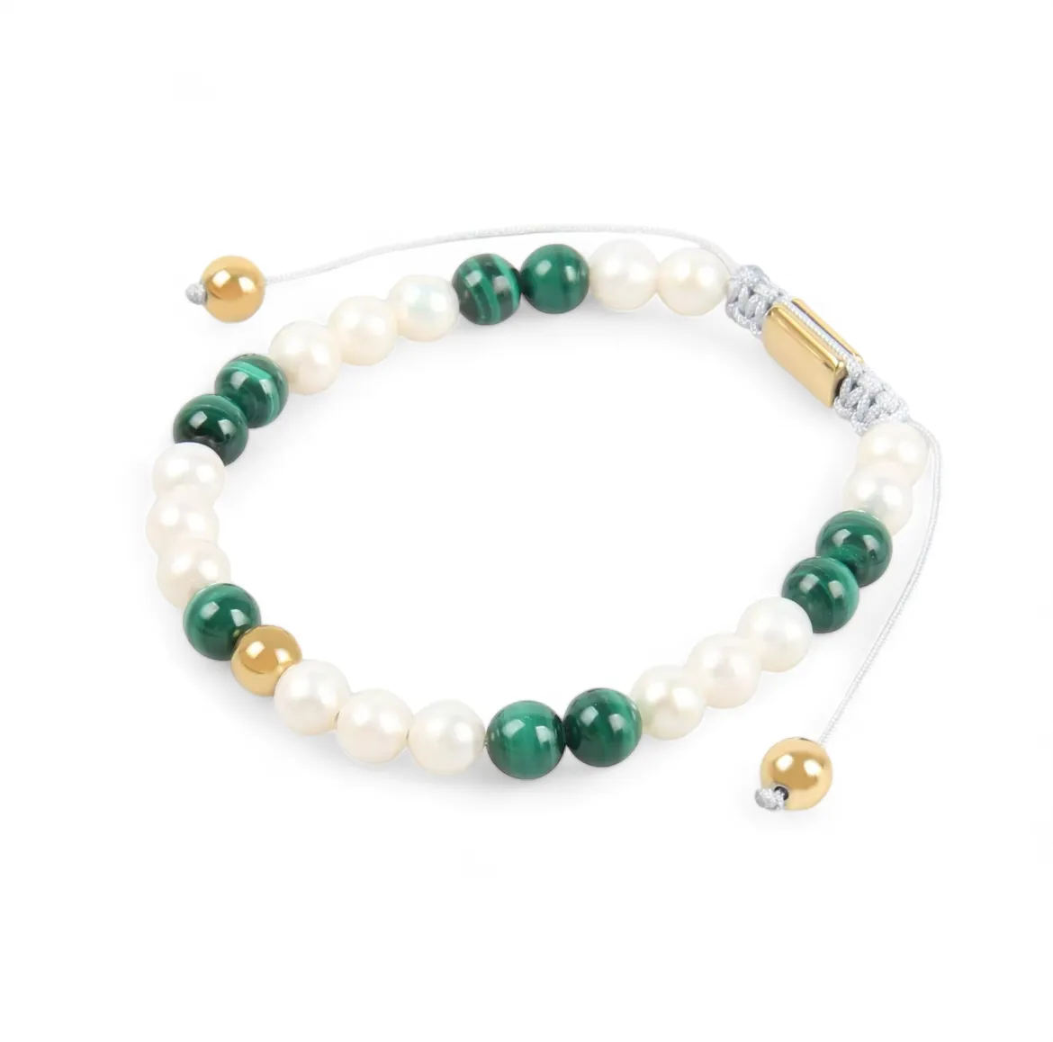 Freshwater Pearl & Malachite Beads Bracelet