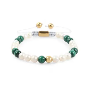 Freshwater Pearl & Malachite Beads Bracelet