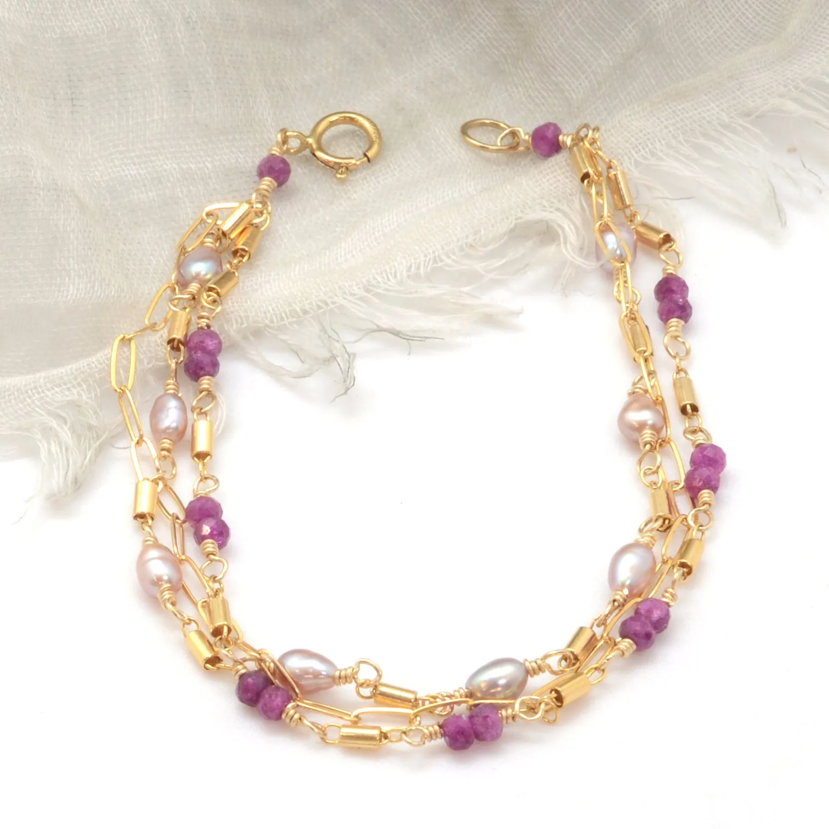 Gem-Kissed: Triple Strand Karen Sue