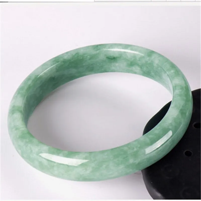 Genuine Natural White Green Jade Bangle