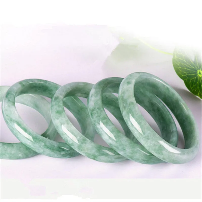 Genuine Natural White Green Jade Bangle