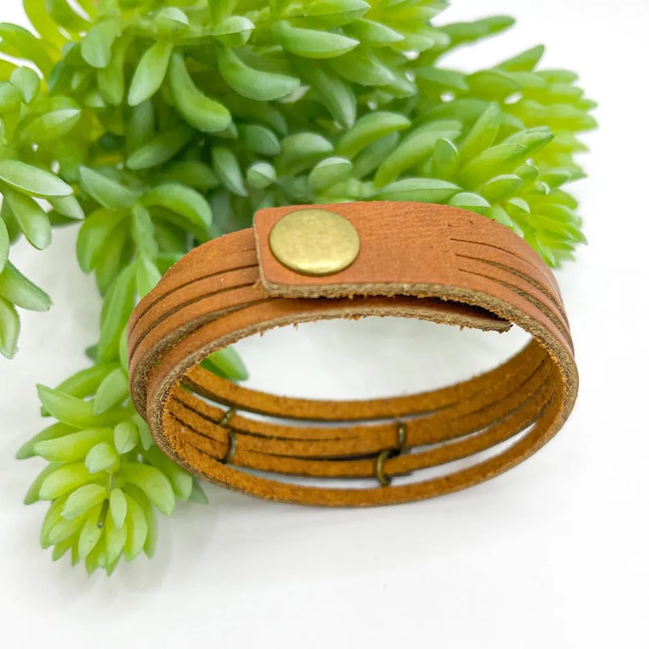 Ginger Spice MiNi Wrap Personalized Leather Bracelet | Women Teens | Adjustable
