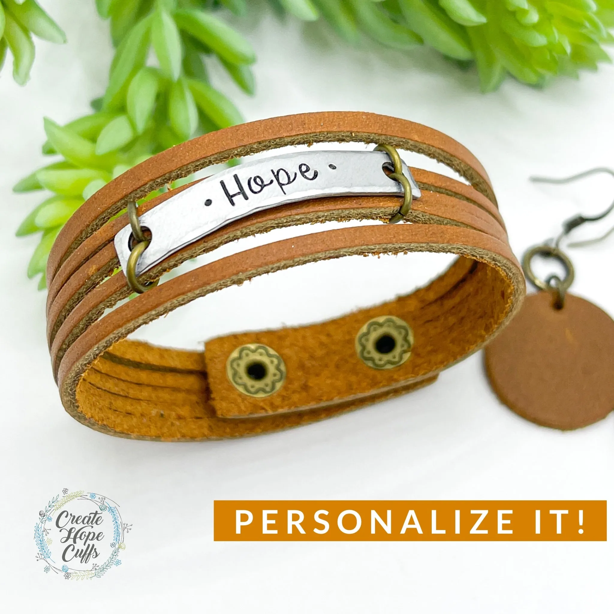 Ginger Spice MiNi Wrap Personalized Leather Bracelet | Women Teens | Adjustable