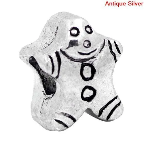 Gingerbread Man European Bead Compatible for Most European Snake Chain Bracelet