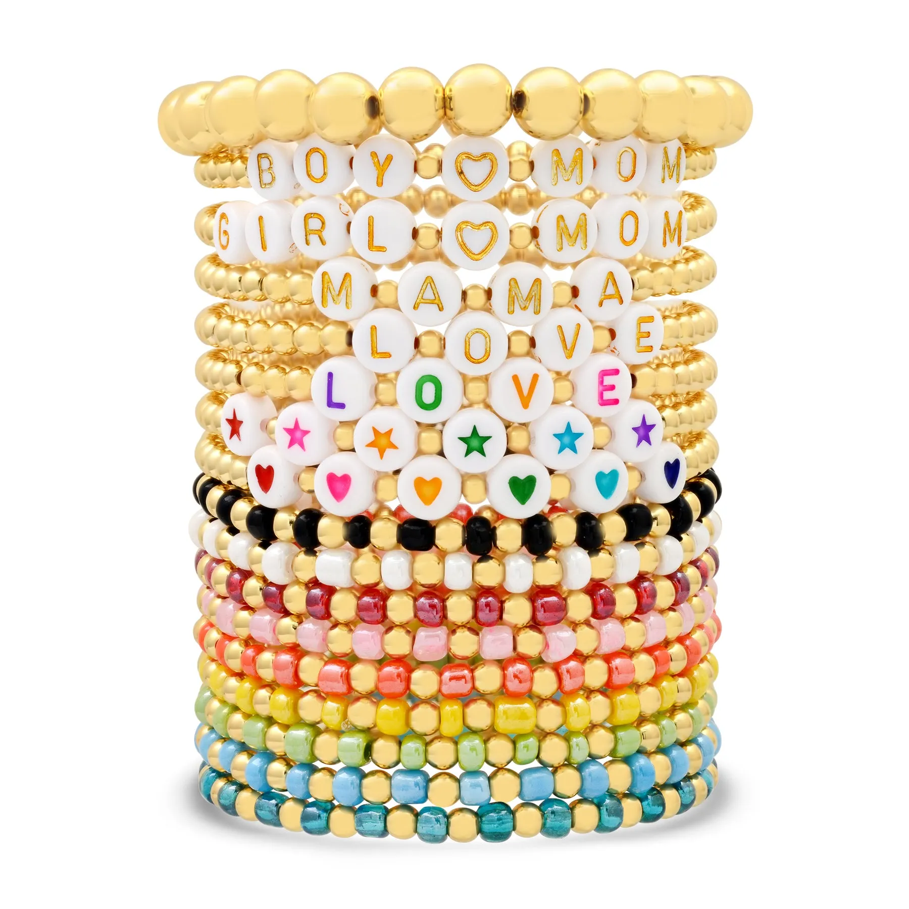 GIRL MOM BALL STRETCH BRACELET GOLD