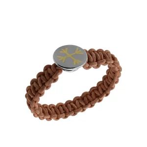 Ægishjálmur - Helm of Awe Leather Bracelet with 18k