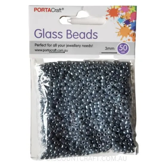 Glass Pearl Beads 3mm - 50g Packet