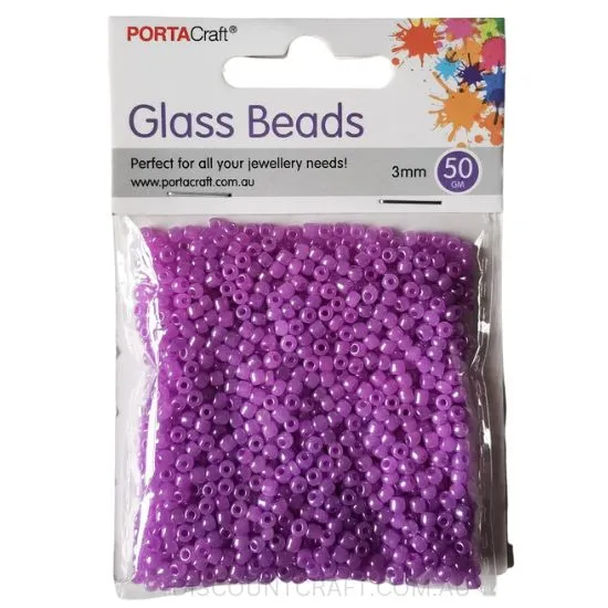 Glass Pearl Beads 3mm - 50g Packet
