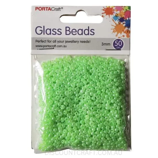 Glass Pearl Beads 3mm - 50g Packet