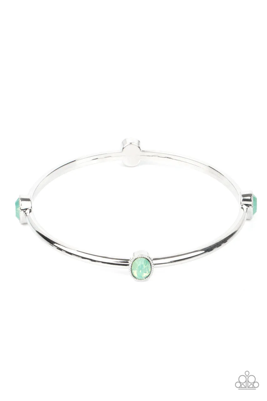 Gleam-Getter - Green - Opalescent Rhinestone Paparazzi Bangle Bracelet