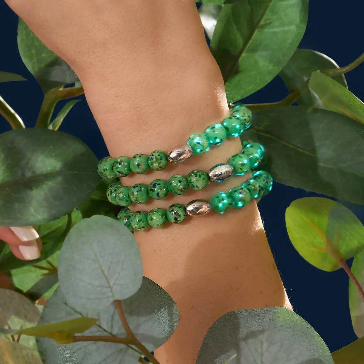 Gleaming Grove | .925 Sterling Silver | Firefly Glass Bracelet