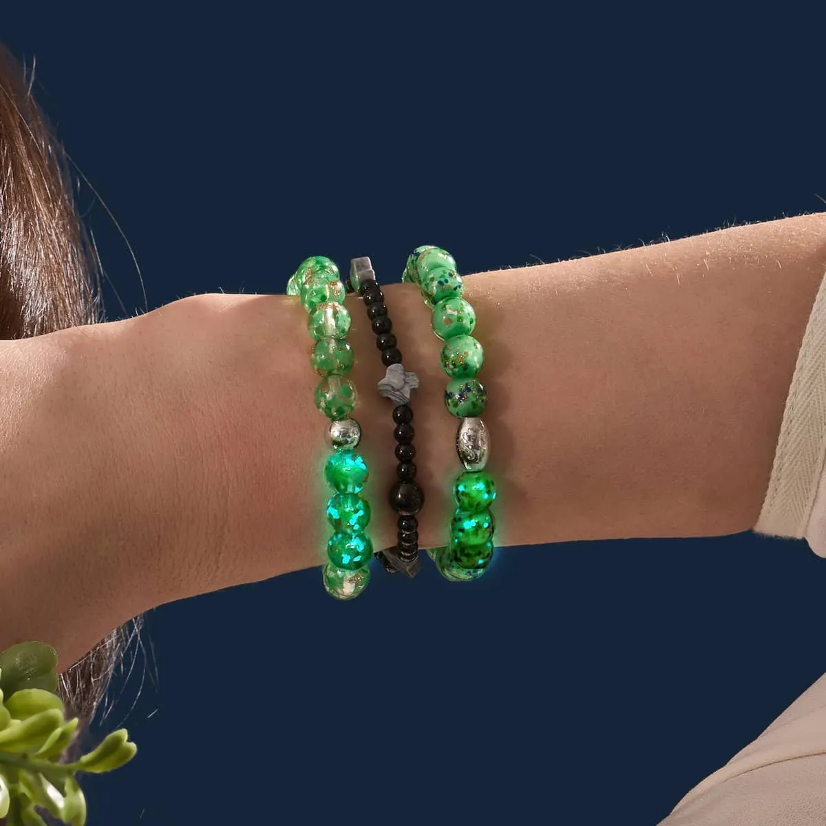 Gleaming Grove | .925 Sterling Silver | Firefly Glass Bracelet