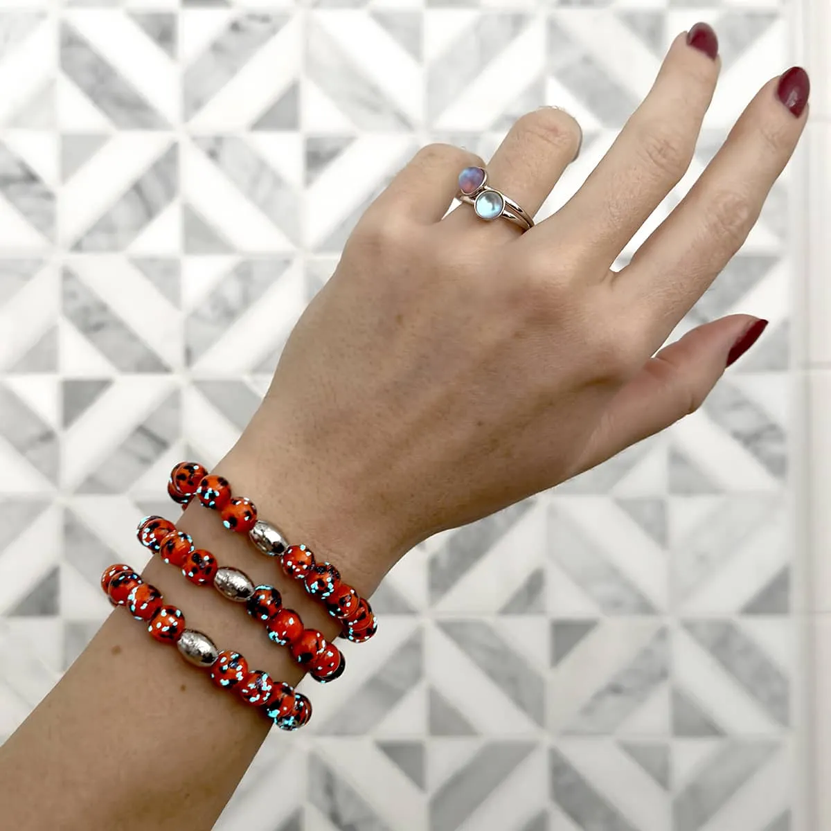 Glowing Ember | .925 Sterling Silver | Firefly Glass Bracelet