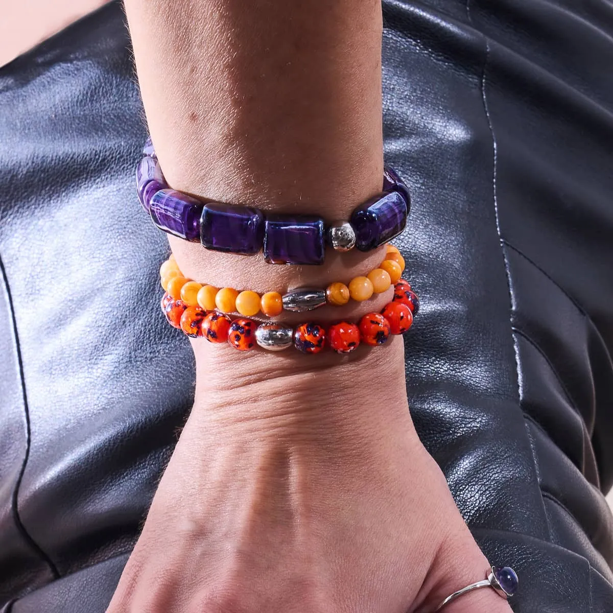 Glowing Ember | .925 Sterling Silver | Firefly Glass Bracelet