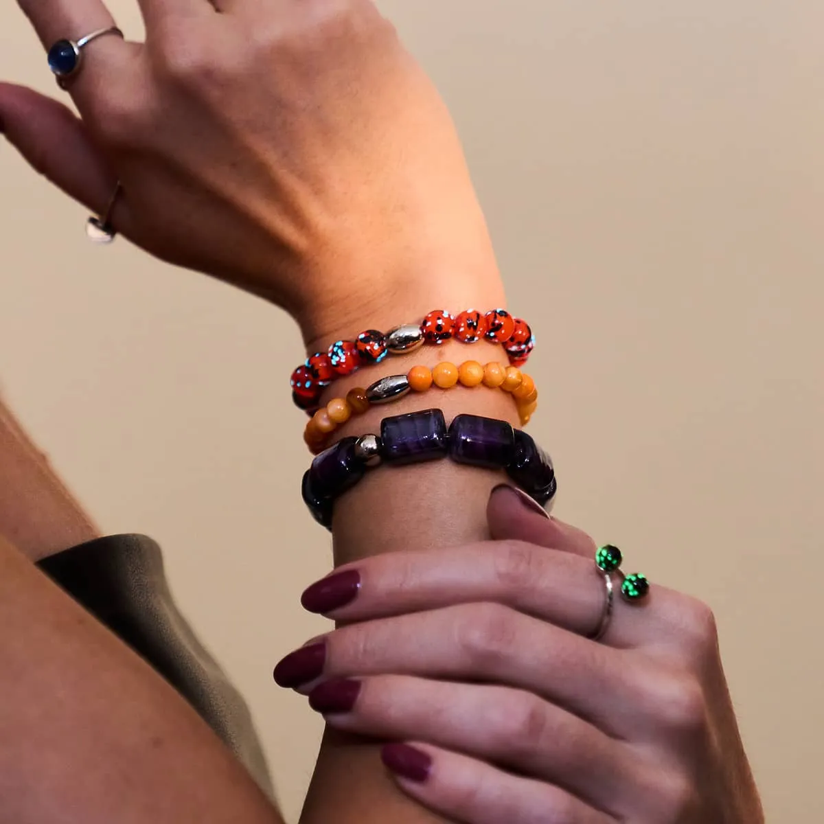 Glowing Ember | .925 Sterling Silver | Firefly Glass Bracelet