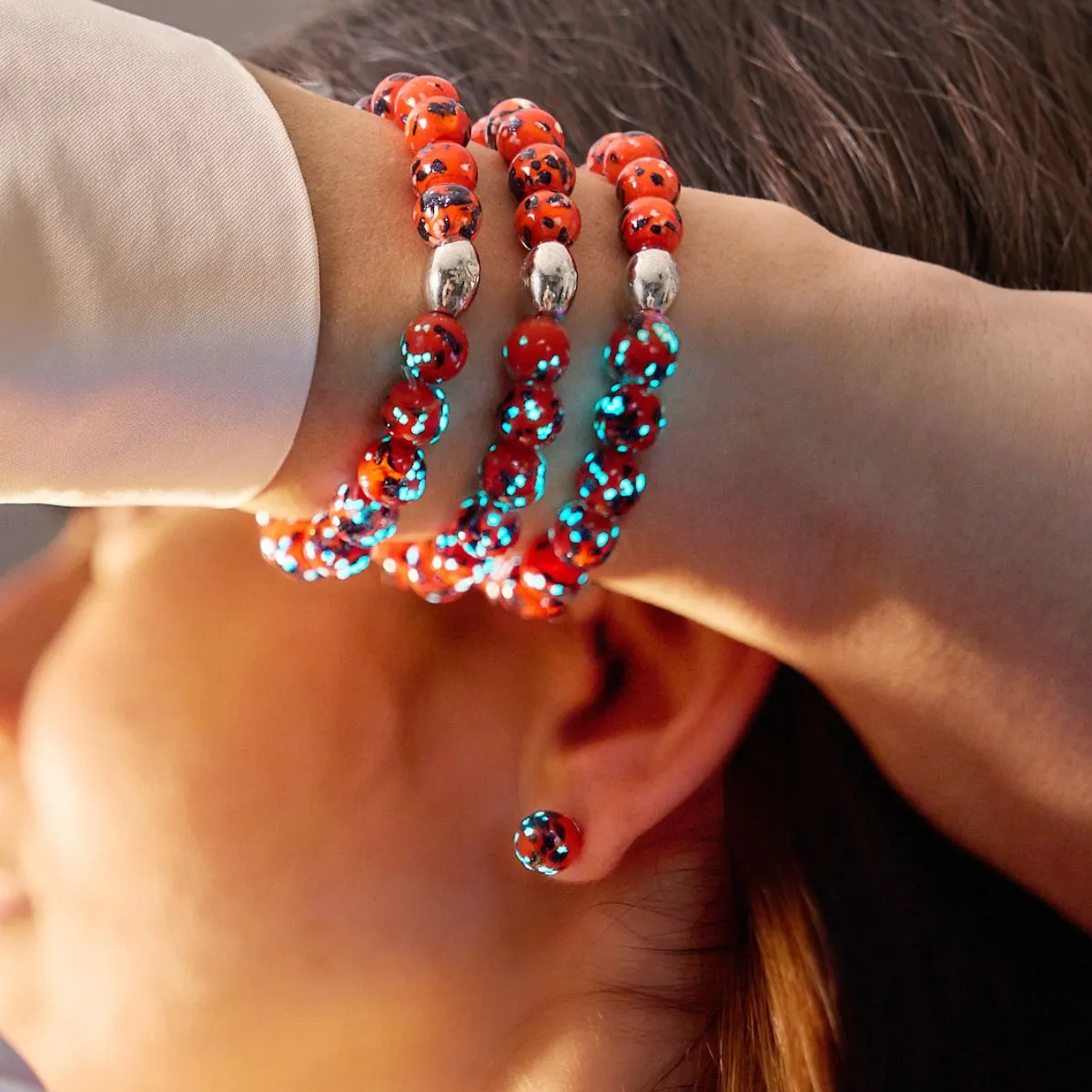 Glowing Ember | .925 Sterling Silver | Firefly Glass Bracelet