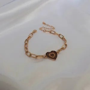 Gold & Brown Heart Bracelet - Gold Jewellery In The UK,Gold Bracelets In The UK,Brown Heart Bracelet,Heart Jewellery,Gold Chain Bracelets