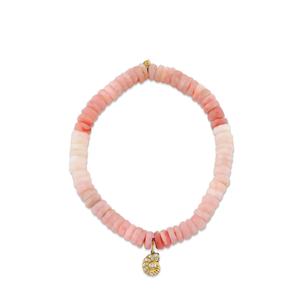 Gold & Diamond Small Nautilus Shell on Pink Opal