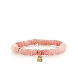Gold & Diamond Small Nautilus Shell on Pink Opal