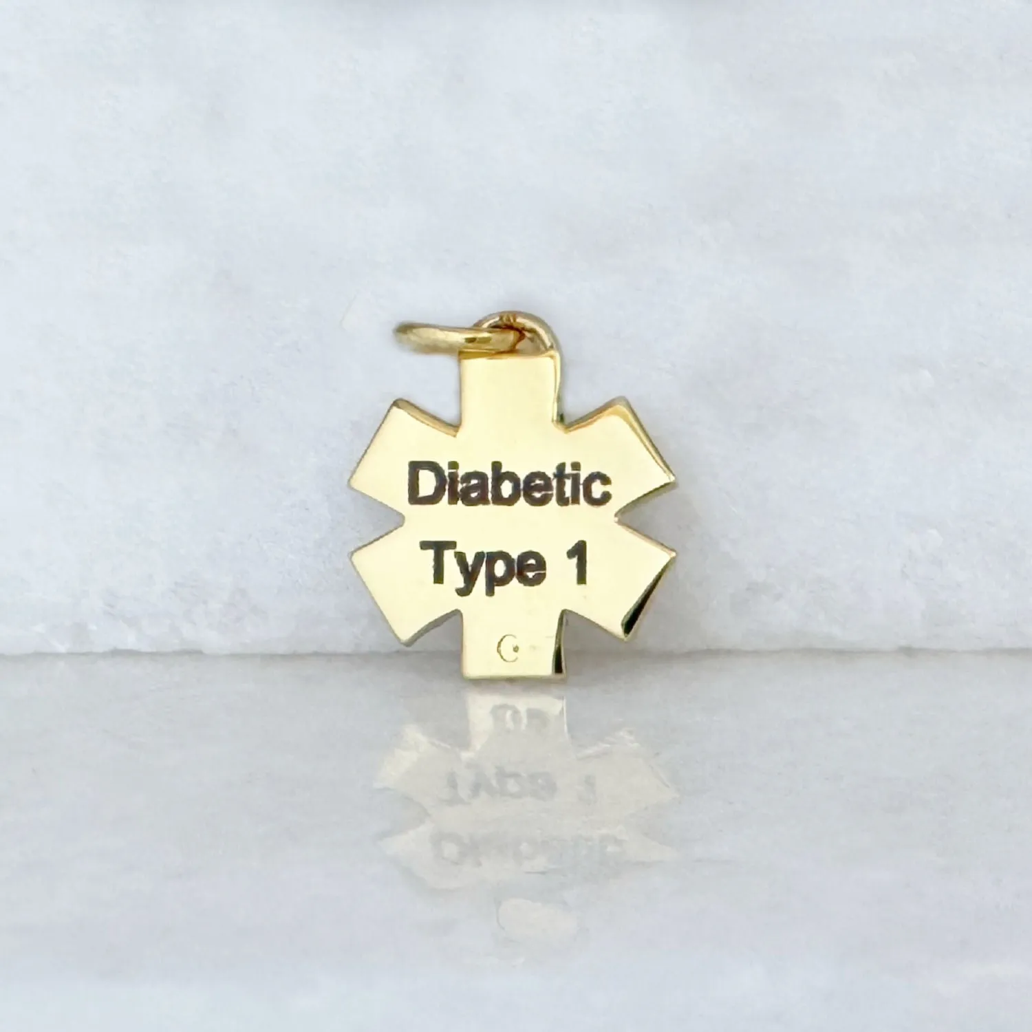 Gold & Ruby Small Star of Life Medical Charm