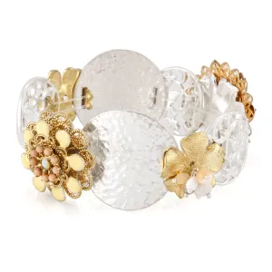 GOLD AND SILVER FILIREE FLOWER STRETCH  BRACELETS #233BG2201