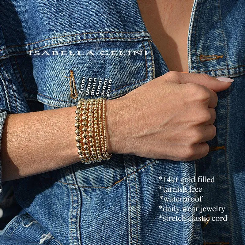 Gold Filled Evil Eye Opal Protection Bracelet  Good Luck Stacking Bracelet Stretchy Jewelry