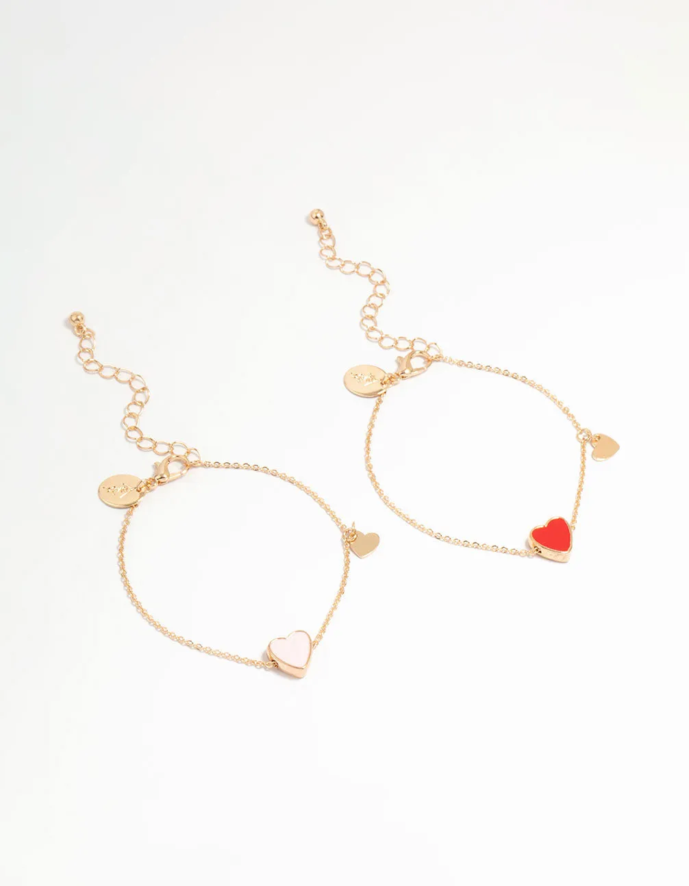 Gold Heart Charm Bracelets 2-Pack