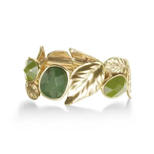 GOLD LEAF GREEN STONE STRETCH BRACELETS #302GN2201 (IF20)