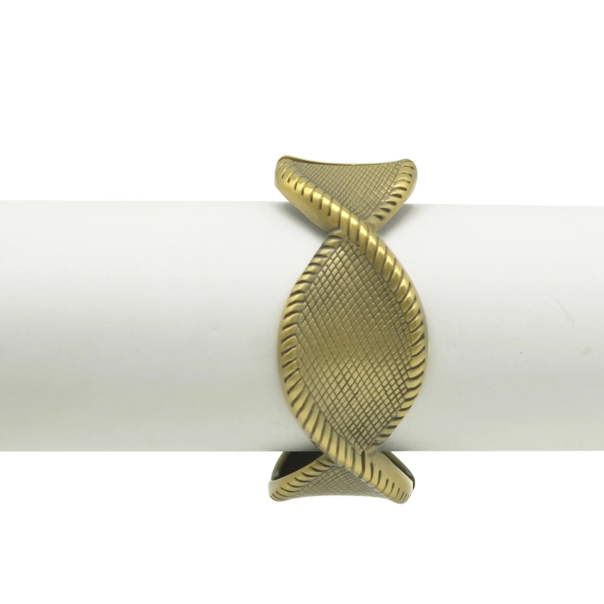 GOLD OXIDIZED TWISTED NET DESIGN HINGED BRACELET #FW-B9060G