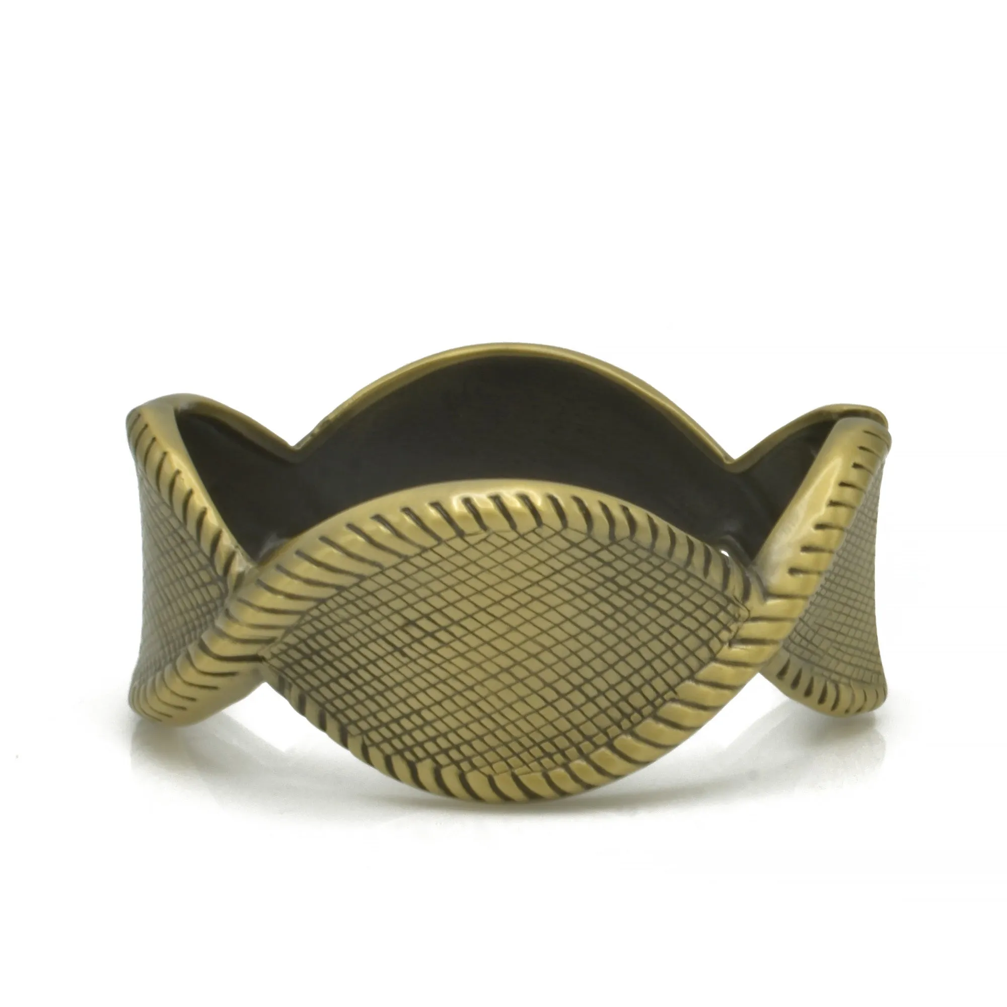GOLD OXIDIZED TWISTED NET DESIGN HINGED BRACELET #FW-B9060G