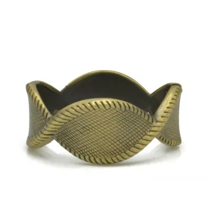 GOLD OXIDIZED TWISTED NET DESIGN HINGED BRACELET #FW-B9060G