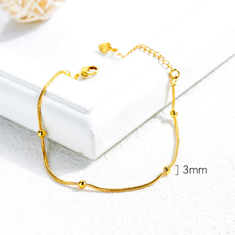 Gold-plated Ball-shaped Snake Bone Bracelet