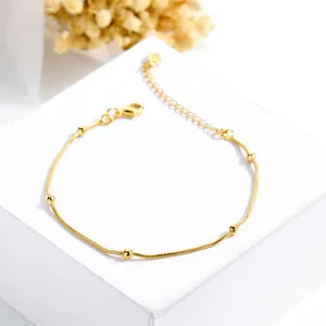 Gold-plated Ball-shaped Snake Bone Bracelet