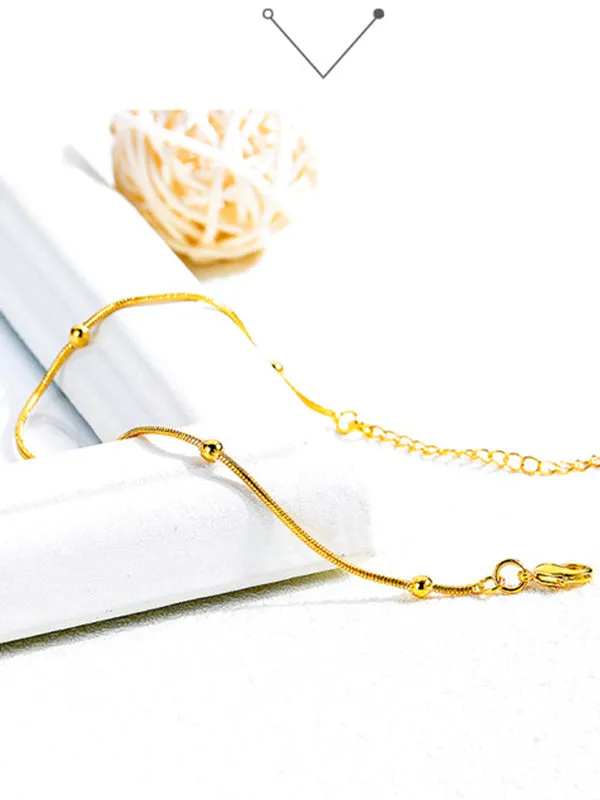 Gold-plated Ball-shaped Snake Bone Bracelet