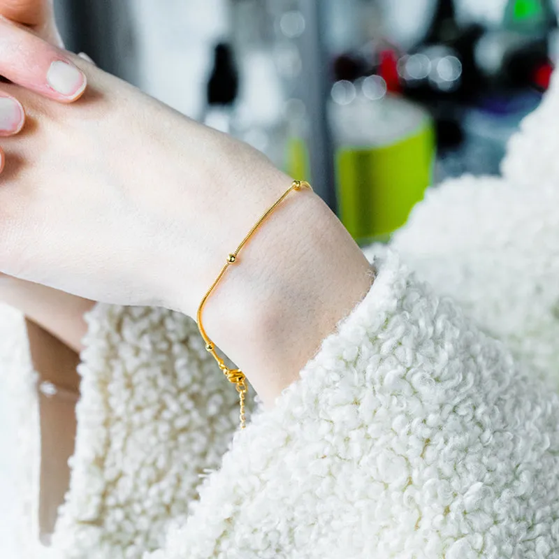 Gold-plated Ball-shaped Snake Bone Bracelet