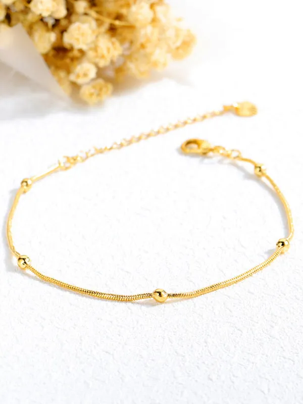 Gold-plated Ball-shaped Snake Bone Bracelet